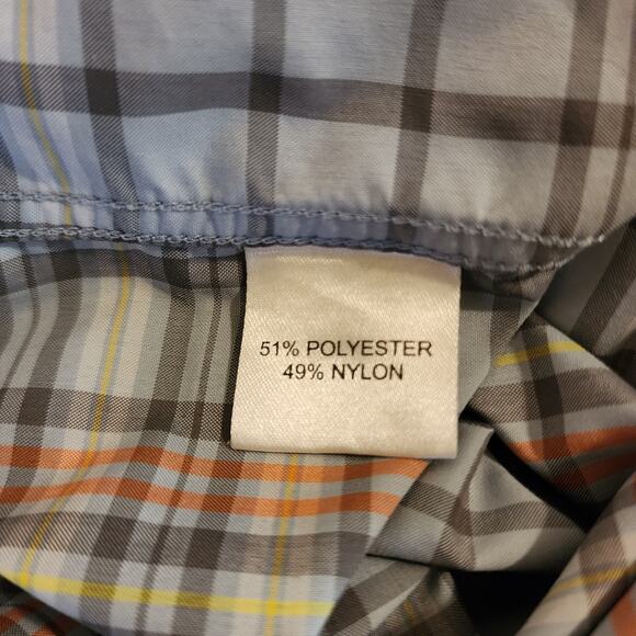 Basin and Range Blue Orange Plaid SS Shirt Lightweight Mens Large Fishing Hiking - Picture 9 of 10